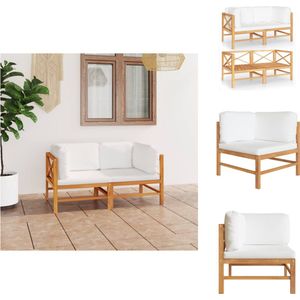 Vidaxl - 2-Sitzer-Gartensofa mit Creme Kissen Massivholz Teak - Gartenmöbel - Eckbank - Holzmöbel - Teakholz - Outdoormöbel