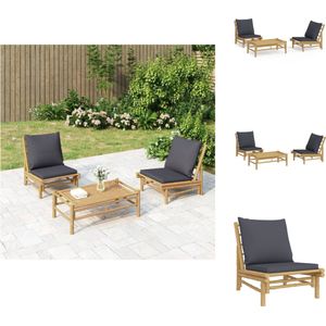 vidaXL Tuinmeubelen - Bamboe - Loungeset + Tafel - 100x55x33cm - Donkergrijs - Tuinset