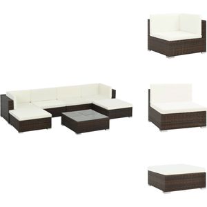 vidaXL Loungeset Poly Rattan - Bruin - 2 Hoekbanken - 2 Middenbanken - 2 Hockers - 1 Salontafel - PE Rattan - Stalen Frame - Tuinset