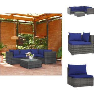 vidaXL Loungeset - PE-rattan - Grijs - 3 hoekbank - 1 middenbank - 1 tafel - Comforthoogte - Duurzaam - Tuinset