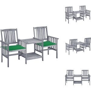 vidaXL Tuinstoel Met Theetafel - Tuinstoelen Met Theetafels - Bistroset - Bistro Set - Tuinstoelen met tafeltje en kussens massief acaciahout