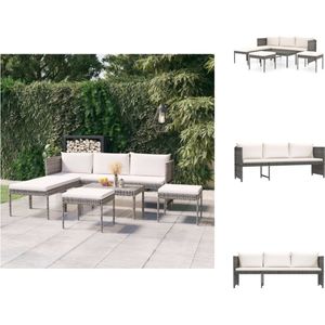 vidaXL Tuinset - Tuinsets - Loungeset - Tuinmeubelset - 6-delige Loungeset met kussens poly rattan grijs