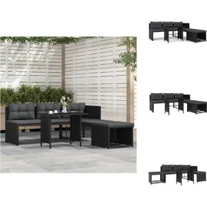 vidaXL Bankset - Banksets - Loungeset - Loungesets - 4-delige Loungeset poly rattan zwart