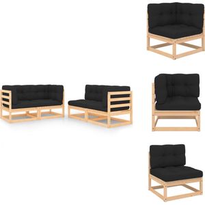 Vidaxl - 4-tlg. Garten-Lounge-Set mit Kissen Massivholz Kiefer - Gartensofa - Lounge Möbel - Gartenmöbel Set - Rattan Gartenmöbel - Outdoor Möbel