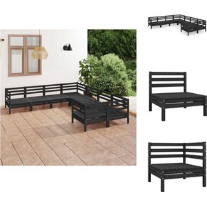 vidaXL Pallet Loungeset - Pallet Loungesets - Pallet Loungebank - Loungeset - 8-delige Loungeset massief grenenhout zwart