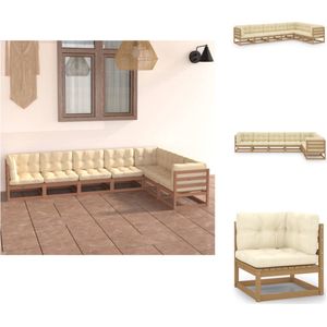 7-tlg Garten-Lounge-Set mit Kissen Honigbraun Massivholz Kiefer - Gartensofa - Lounge Set - Gartenmöbel - Outdoor Möbel - Rattan Gartenmöbel