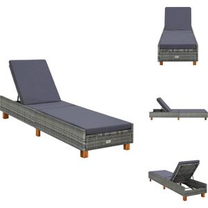 vidaXL Inklapbaar Tuinbed - Poly Rattan - Grijs - 200 x 55 x (30 - 72.5) cm - Verstelbare Rugleuning - Ligbed