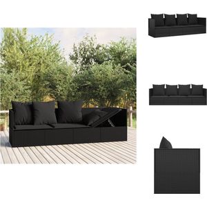 vidaXL Poly Rattan Loungebed - Zwart - 203 x 58 x 56 cm - Incl - Kussens - Stabiel Frame - Ligbed