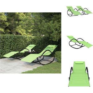 vidaXL Schommelend Ligbed - Tuinmeubelen - 158 x 60 x 77 cm - Groen - Ligbed