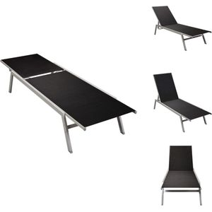 vidaXL Ligstoelen - Ligstoelen - Buitenbank - Buitenbanken - Ligbed staal en textileen zwart