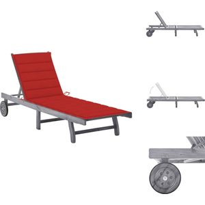 vidaXL Ligbed - Ligstoel - Ligbedden - Ligstoelen - Ligbed met kussen massief acaciahout grijs