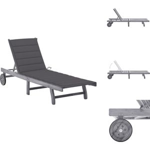 vidaXL Ligbed - Ligstoel - Ligbedden - Ligstoelen - Ligbed met kussen massief acaciahout grijs