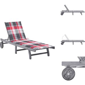 vidaXL Ligbed - Ligstoel - Ligbedden - Ligstoelen - Ligbed met kussen massief acaciahout grijs