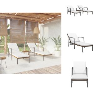 vidaXL Ligbed Set - Bruin - Poly rattan - Verstelbaar - 195x60x(53-95)cm - Ligbed