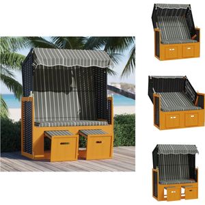 vidaXL Strandstoel - Uitschuifbare voetensteun - Verstelbare rugleuning - Inclusief luifel - Zwart/grijs/wit - 115x55x133/151/156 cm - Ligbed