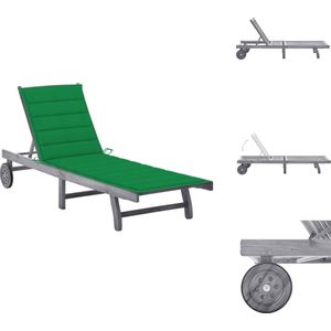 vidaXL Ligbed - Ligstoel - Ligbedden - Ligstoelen - Ligbed met kussen massief acaciahout grijs
