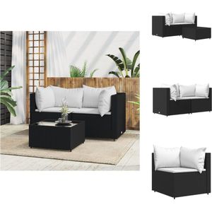 Vidaxl - 3-tlg. Garten-Lounge-Set mit Kissen Schwarz Poly Rattan - Gartensorgsatz - Loungeset - Gartenmöbel - Outdoor Möbel - Rattan Sofa