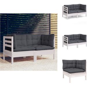 vidaXL Hoekbank tuinmeubelset - 2-zitsbank - Massief grenenhout - Modulair design - Wit - 63.5x63.5x62.5cm - Loungebank