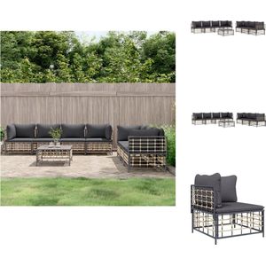 vidaXL Loungeset - Loungesets - Tuinset - Tuinbank - 8-delige Loungeset met kussens poly rattan antracietkleurig