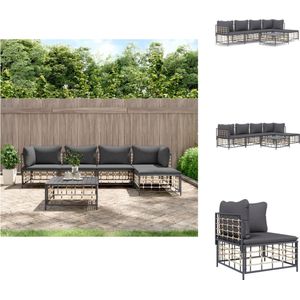 vidaXL Loungeset - Loungesets - Tuinset - Tuinbank - 6-delige Loungeset met kussens poly rattan antracietkleurig