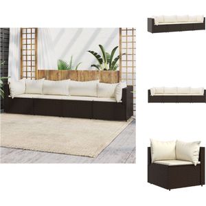 vidaXL Loungeset Monaco - Hoekbank en Middenbank - Bruin - Afmetingen- 63 x 63 x 57.5 cm - Verstelbare poten - 2 Hoekbanken - 2 Middenbanken - 4 Zitkussens - 6 Kussens - Loungebank