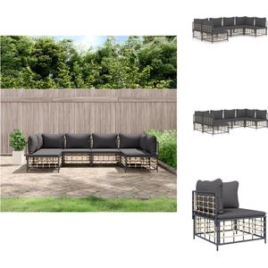 vidaXL Loungeset Poly Rattan - Hoekbank + Middenbank - 72x72x66 cm - Antraciet - Loungebank