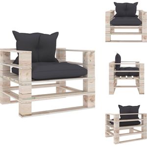 vidaXL Pallet Armstoel Tuin - 80 x 67.5 x 62 cm - Grenenhout - Antraciet - Loungebank