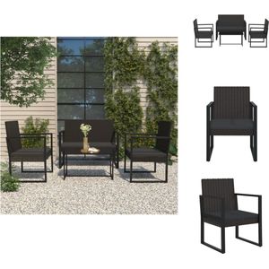 Vidaxl - 4-tlg. Garten-Lounge-Set mit Kissen Schwarz Poly Rattan - Gartensessel - Loungesessel - Gartenmöbeln - Outdoor Möbel - Balkonmöbel