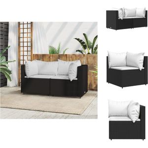 vidaXL Hoekbanken Tuin - 63x63x57.5 cm - PE-rattan - Stalen frame - Comfortabele zitting - Zwart/Wit - Loungebank