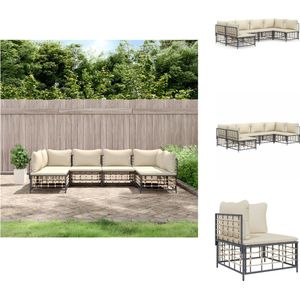 vidaXL Loungeset - Loungesets - Tuinset - Tuinbank - 6-delige Loungeset met kussens poly rattan antracietkleurig