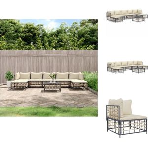 vidaXL loungeset - poly rattan - antraciet - 72x72x66cm - comfortabel en weerbestendig - Loungebank