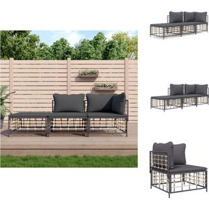 Vidaxl - 3-tlg. Garten-Lounge-Set mit Kissen Anthrazit Poly Rattan - Gartenloungeset - Rattan Möbel - Outdoor Möbel - Balkonmöbel - Terrassenmöbeln