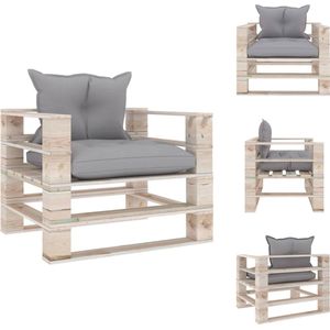 vidaXL Tuinfauteuil Pallet - 80x67.5x62 cm - Grijs - Geïmpregneerd grenenhout - Weerbestendig - Loungebank