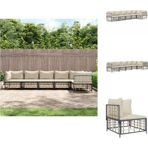 vidaXL Loungeset - Loungesets - Tuinset - Tuinbank - 6-delige Loungeset met kussens poly rattan antracietkleurig