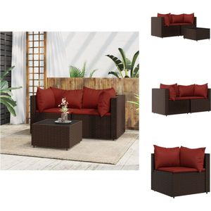 vidaXL Loungeset - Loungesets - Tuinset - Rattan Loungeset - 3-delige Loungeset met kussens poly rattan bruin