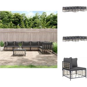 vidaXL Lounge-Set - Antraciet - Poly Rattan - 72x72x66 cm - Weerbestendig - Loungebank