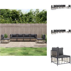 Vidaxl - 6-tlg. Garten-Lounge-Set mit Kissen Anthrazit Poly Rattan - Gartenloungeset - Loungesessel - Outdoor Möbel - Gartenmöbel - Rattan Gartenmöbel