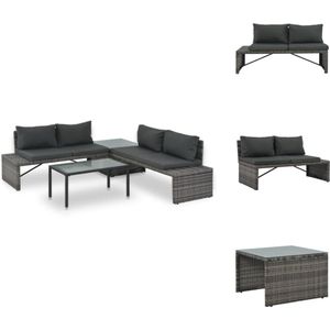 vidaXL Poly Rattan Loungeset - Grijs - 135 x 63 x 65.5 cm - Met Comfortabele Kussens - Weerbestendig - Lichtgewicht - Eenvoudig te Monteren - Loungebank