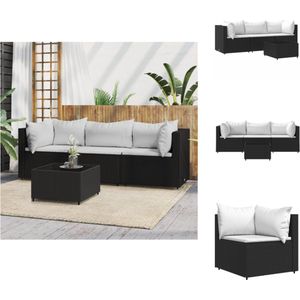 vidaXL Loungeset A - Hoekbank en Middenbank - Zwart - 63x63x57.5 cm - Inclusief kussens - Loungebank