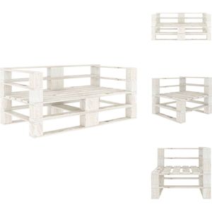 vidaXL Pallet Bank - Tuinmeubelen - 140 x 67.5 x 60.8 cm - Grenenhout - Wit - Loungebank