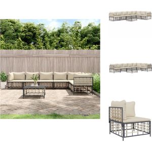 vidaXL Hoekbank Loungeset - Poly Rattan - Antraciet - 72x72x66 cm - Weerbestendig - Loungebank