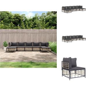 vidaXL Loungeset - Loungesets - Tuinset - Tuinbank - 7-delige Loungeset met kussens poly rattan antracietkleurig