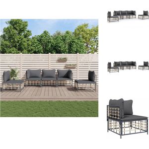 Vidaxl - 5-tlg. Garten-Lounge-Set mit Kissen Anthrazit Poly Rattan - Gartensortiment - Loungesessel - Outdoor Möbel - Gartenmöbel - Rattan Gartenmöbel