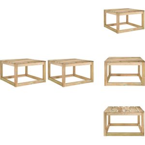 vidaXL Houten Pallet Tuintafel - Set van 2 - 60x60x36.5 cm - Grenenhout - Geïmpregneerd - Tuinbank