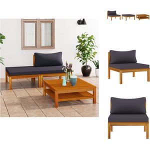 Vidaxl - 3-tlg. Garten-Lounge-Set mit Dunkelgrauen Kissen Akazienholz - Gartensortiment - Lounge Möbel - Gartenloungesessel - Holz Lounge Set