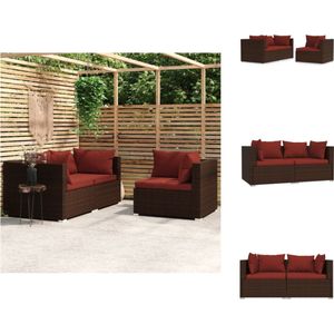 vidaXL Loungeset - PE-rattan - gepoedercoat staal - Bruin - 70x70x60.5cm - Modulair design - Tuinbank