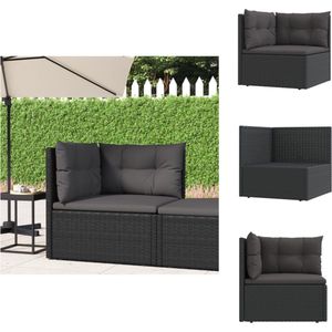 vidaXL Hoekbank Zwart PE-Rattan - 54x54x24.5/38/50/55 cm - Trendy Design - Tuinbank