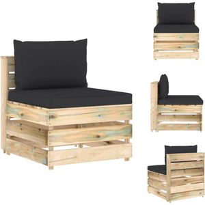 Vidaxl - Modulares Mittelsofa mit Kissen Grün Imprägniertes Holz - Gartensorga - Holzsessel - Loungemöbel - Gartenlounge - Gartenmöbelset