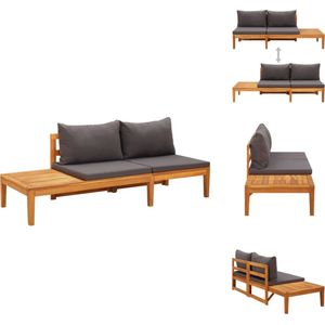 vidaXL Tuinbank - Tuinbanken - Tuin Bank - Tuin Banken - Tuinbank met tafel en donkergrijze kussens massief acaciahout