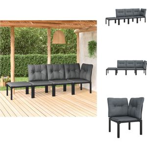 vidaXL Loungeset - Hoekstoel - 2 enkele stoelen - voetenbank - Zwart - PE-rattan - Tuinbank